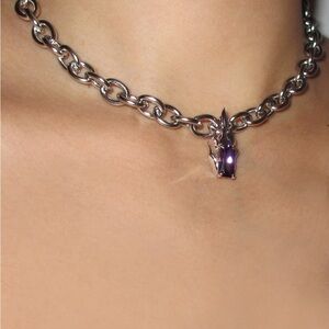 PURPLE GEM FLAME CHAIN CHOKER